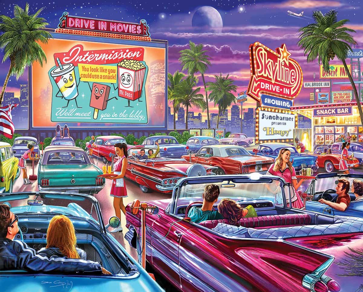 Drive-In Movie (1495pz) - 1000 Piece Jigsaw Puzzle
